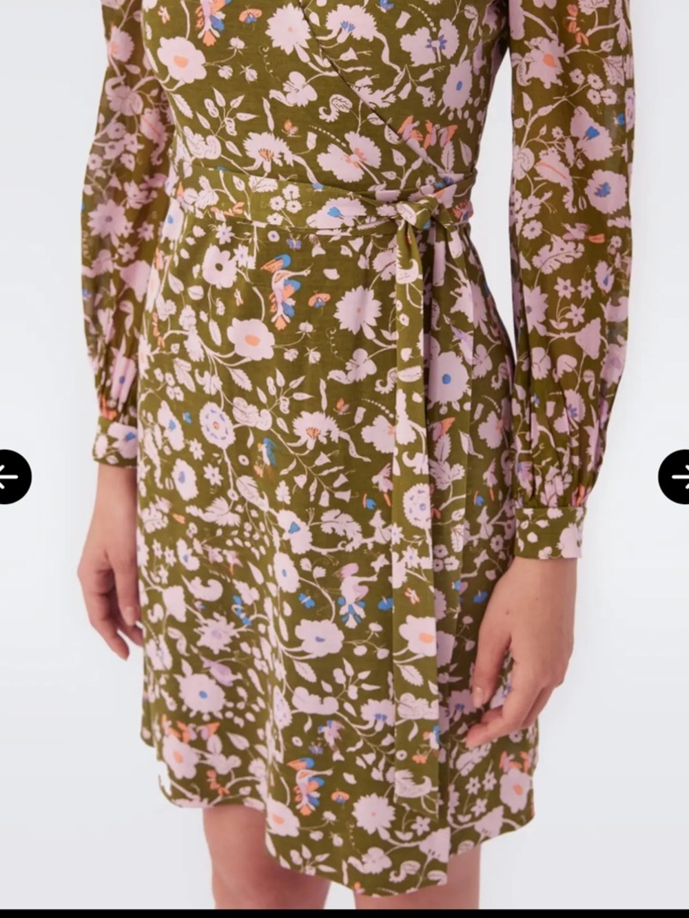 Diane von Furstenberg Gala Silk Jersey Mini Wrap Dress green pink large - Picture 11 of 16